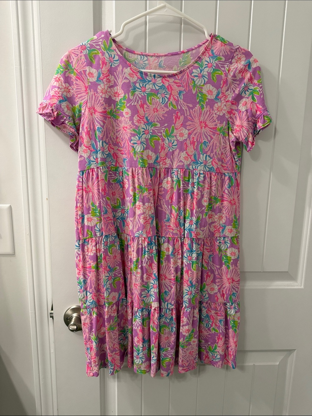 Lilly Pulitzer Girls' XL Pink Floral Tiered Dress